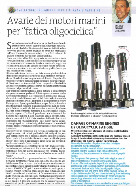 Avarie dei motori marini per "fatica oligociclica"