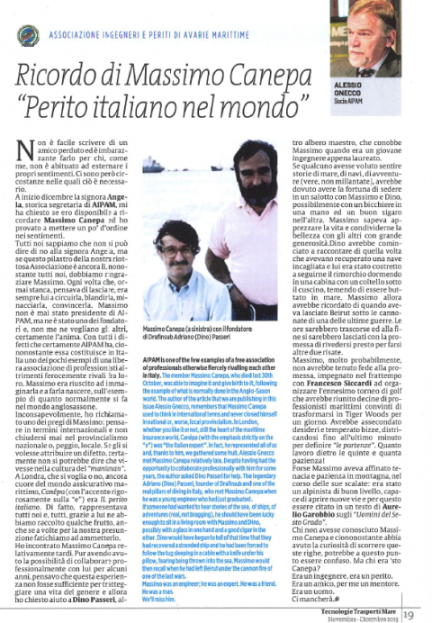 Ricordo di Massimo Canepa "Perito italiano nel mondo"