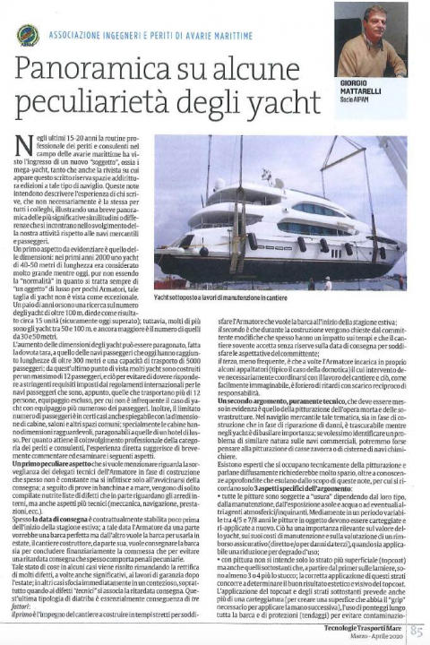 Panoramica su alcune peculiarità degli yacht
