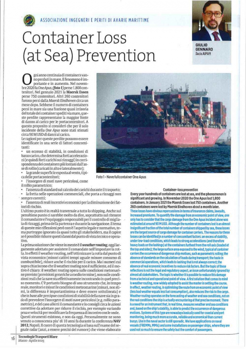 Container Loss at Sea Prevention